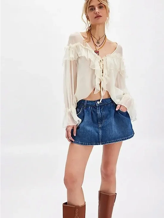 We The Free Denim Skort- Mood Ring❤️ - Picture 7 of 7